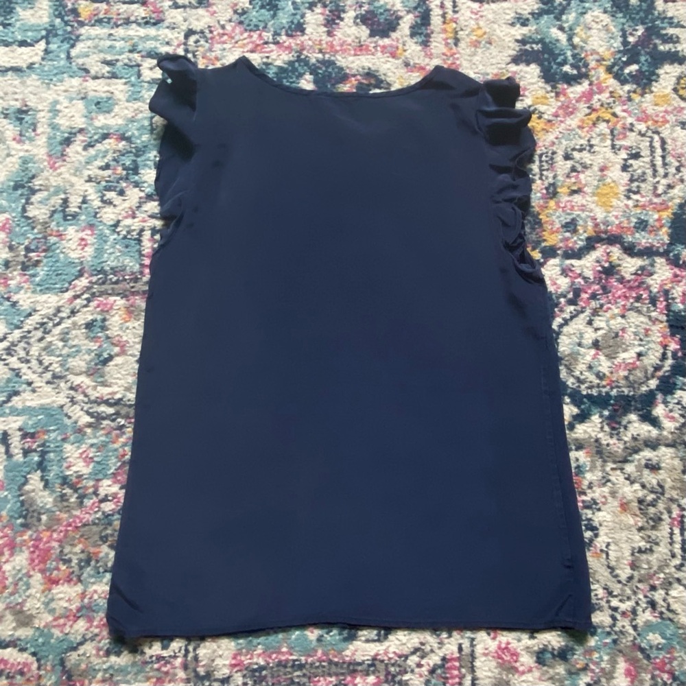 ✝️ J.Crew | Navy Blue Silk Top - Picture 3 of 7